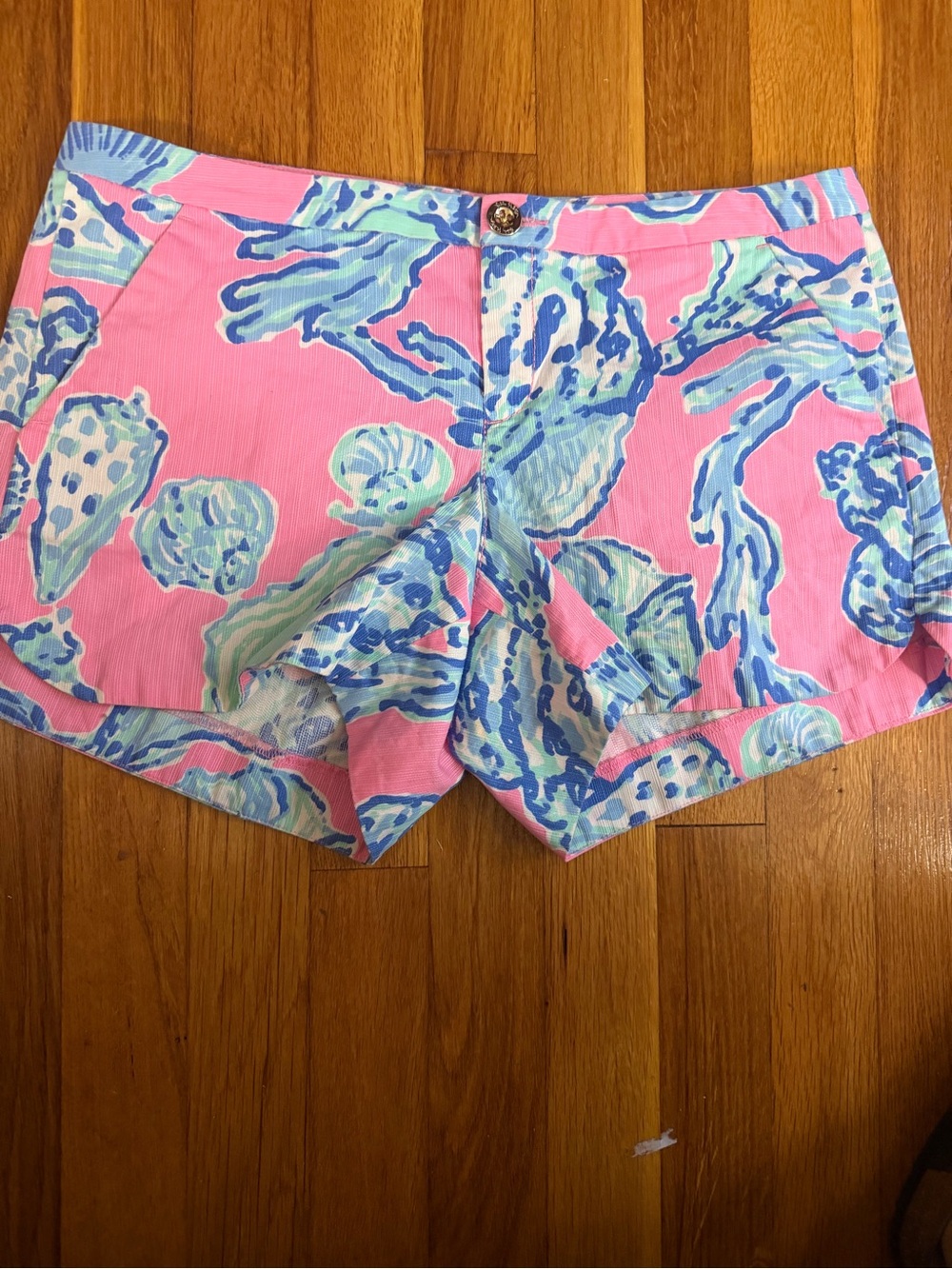 Lilly Pulitzer Pink Blue Mint Floral Corduroy Shorts